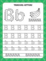 Trace letters of English alphabet and fill colors Uppercase and lowercase B. Handwriting practice for preschool kids worksheet. vector