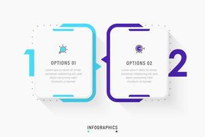 plantilla de diseño de etiquetas infográficas vectoriales con iconos y 2 opciones o pasos. se puede utilizar para diagramas de proceso, presentaciones, diseño de flujo de trabajo, banner, diagrama de flujo, gráfico de información. vector