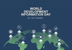 World development information day background with earth map. vector
