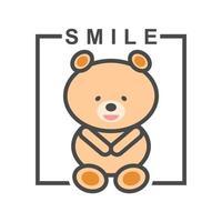 sonrisa oso de peluche aislado sobre fondo blanco. vector