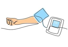 One continuous single line of hand measurement on white background. vector