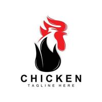 diseño de logotipo de barbacoa de pollo a la parrilla, vector de cabeza de pollo, marca de la empresa