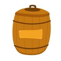 barril de alcohol, recipiente para bebidas, icono de barril de madera aislado en fondo blanco. Barril para vino, ron, cerveza o pólvora. ilustración vectorial, vector