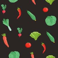 Seamless pattern with hand drawn colorful doodle vegetables. hand drawing style vector set. Vegetables flat icons set