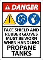 Danger PPE Required When Handling Propane Tanks Sign vector