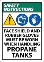 Safety Instructions PPE Required When Handling Propane Tanks Sign vector