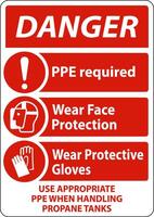 Danger PPE Required When Handling Propane Tanks Sign vector