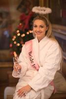 woman drinking champagne at spa photo