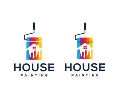 Painting logo design with rainbow color vector