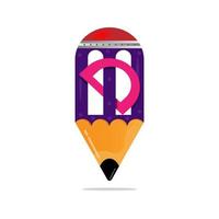 DM or MD letter logo design on Pencil shape. Elegant and Professional colorful lettering icon design on white background vector