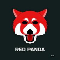 Minimal red panda logo design illustration, icon, animal, angry vector