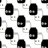 Seamless pattern with illustration a jars with eyes on a white background vector