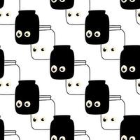 Seamless pattern with illustration a jars with eyes on a white background vector