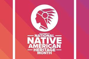 November is National Native American Heritage Month. Holiday concept. Template for background, banner, card, poster with text inscription. Vector EPS10 illustration.