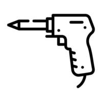 An editable line icon of soldering gun vector