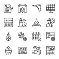 paquete de iconos lineales de ingeniería y construcción vector