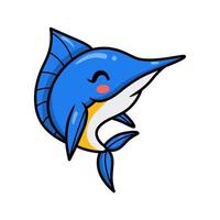 Cute little marlin cartoon swimming vector