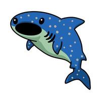 linda caricatura de tiburón ballena nadando vector