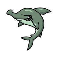 Cute little hammerhead shark cartoon jumping vector