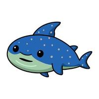 linda caricatura de tiburón ballena nadando vector