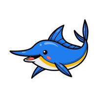 Cute little marlin cartoon swimming vector