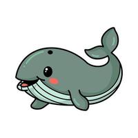 linda pequeña ballena de dibujos animados nadando vector