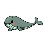 linda pequeña ballena de dibujos animados nadando vector