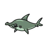 Cute little hammerhead shark cartoon swimming vector