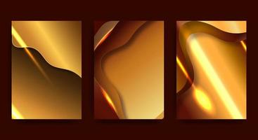 A4 abstract set of golden 3d paper illustrations. Bright gradients. Vector design layout for presentation banners, flyers, posters and invitations. Vector illustration