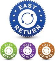 Powerful easy return policy icon, badge, symbol design isolated on white background. vector