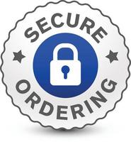 Secure ordering badge, icon with lock and shield sign isolated on white background. vector