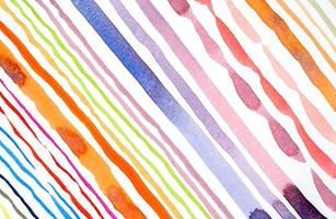 Abstract watercolor lines pattern background. Colorful watercolor painted brush strokes on white. photo