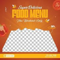 Delicious Food menu social media promotion template vector