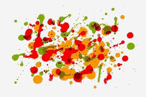 various splashes of red, orange and green paint