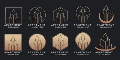 establecer diseño de logotipo de apartamento vector premium único