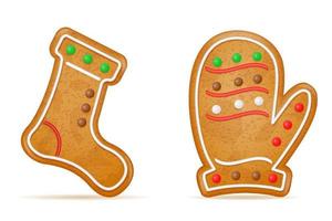 galletas de jengibre de navidad para la celebración navideña de año nuevo ilustración vectorial aislada en fondo blanco vector