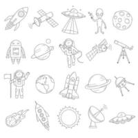 Set of Space Object Outline Style vector