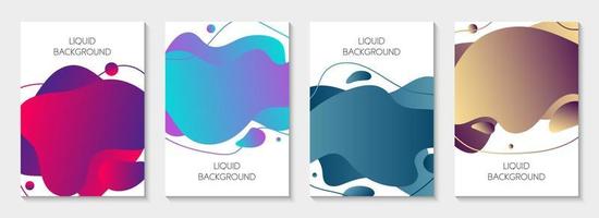 Set of 4 abstract modern graphic liquid banners. Dynamical waves different colored fluid forms. Isolated templates with flowing liquid shapes. For the special offer, flyer or presentation. vector