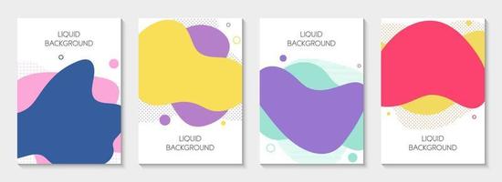 Set of 4 abstract modern graphic liquid banners. Dynamical waves different colored fluid forms. Isolated templates with flowing liquid shapes. For the special offer, flyer or presentation. vector