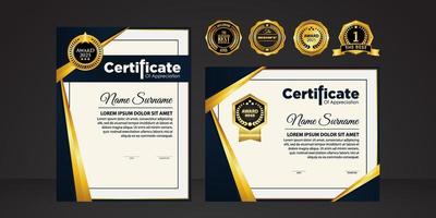 Modern certificate template in gradation and gold colors, luxury and modern style and award style vector image. Suitable for appreciation