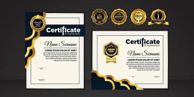 Modern certificate template in gradation and gold colors, luxury and modern style and award style vector image. Suitable for appreciation