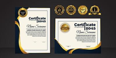 Modern certificate template in gradation and gold colors, luxury and modern style and award style vector image. Suitable for appreciation