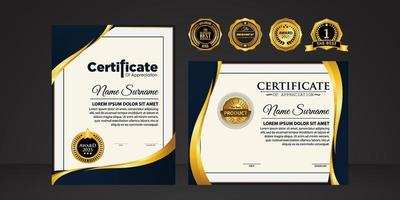 Modern certificate template in gradation and gold colors, luxury and modern style and award style vector image. Suitable for appreciation