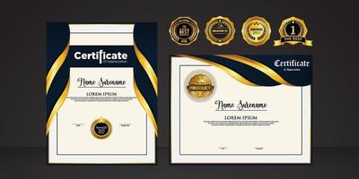 Modern certificate template in gradation and gold colors, luxury and modern style and award style vector image. Suitable for appreciation