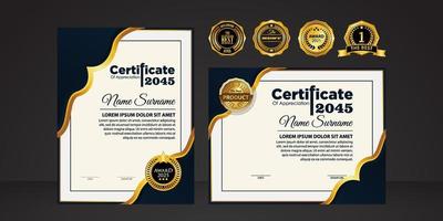 Modern certificate template in gradation and gold colors, luxury and modern style and award style vector image. Suitable for appreciation