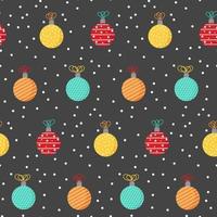 bolas de colores de patrones sin fisuras de navidad. fondo festivo para el diseño de vacaciones de invierno. impresión repetible de juguetes de árbol de año nuevo. vector