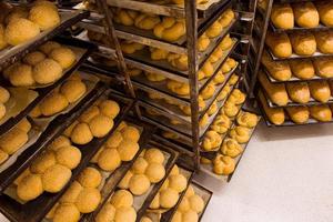 bread bakery food factory production with fresh products photo