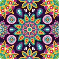 Rangoli Colorful Geometric Flowers Seamless Pattern Background vector