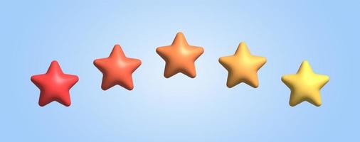 Collection set star for good and bad rate feedback customer review concepts. Realistic 3d design. photo