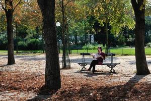 tourist woman have fun in france photo